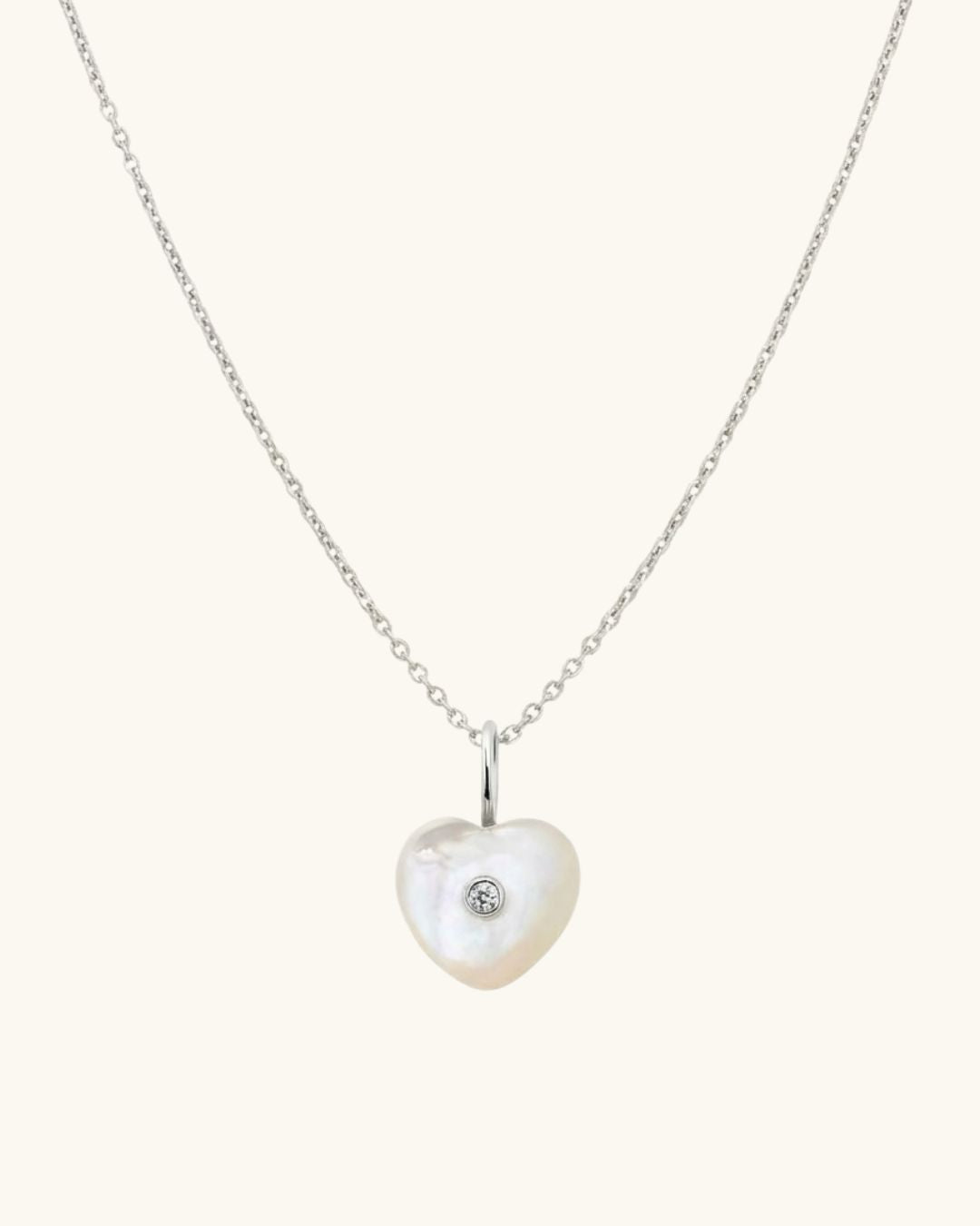 SILVER PEARL HEART CHARM