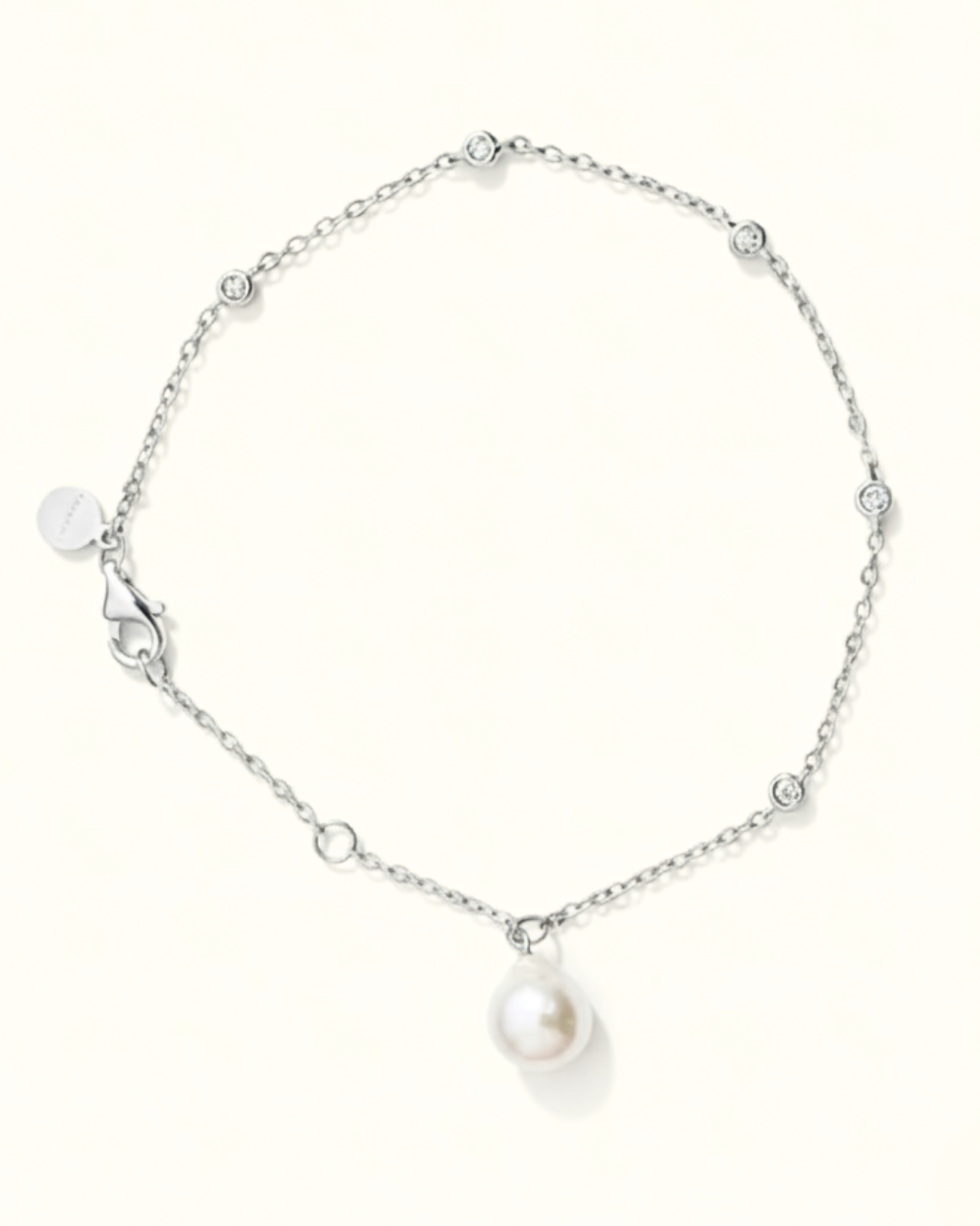 SILVER CELESTE PEARL DROP BRACELET