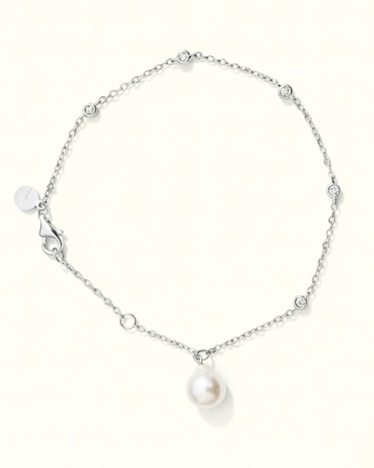 SILVER CELESTE PEARL DROP BRACELET