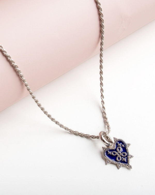 Rope Chain Necklace With New Charm (White Gold)