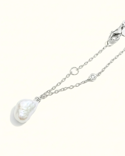 SILVER CELESTE PEARL DROP BRACELET