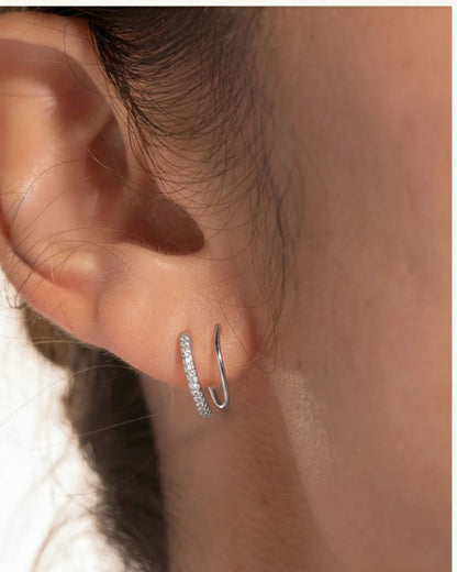 SILVER CZ SPIRAL EARRINGS