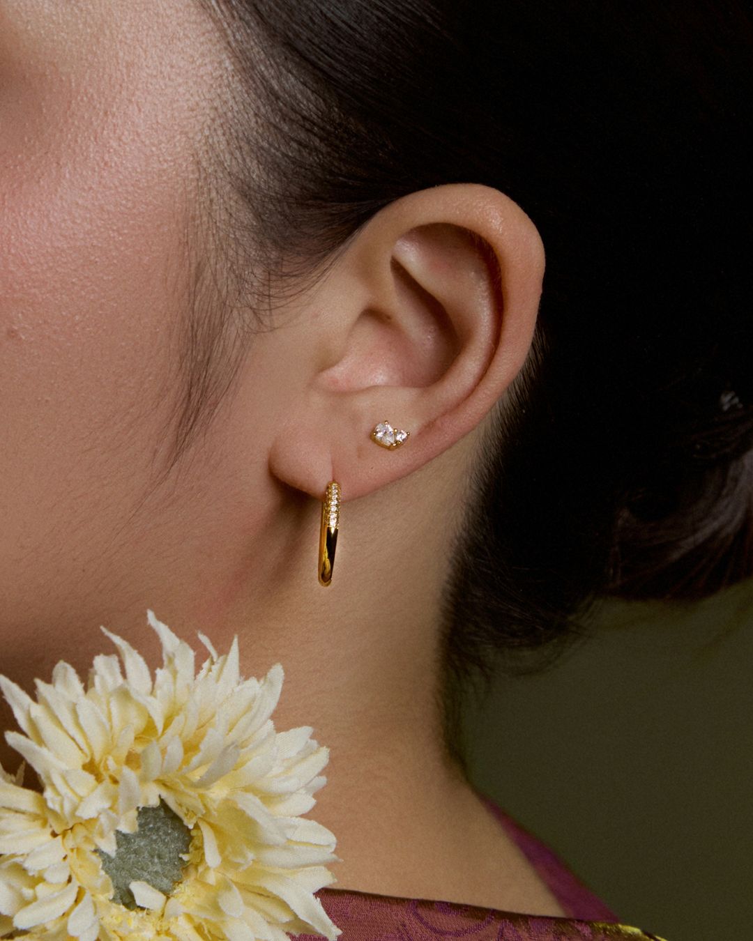 PAVE MEDIUM HOOP EARRINGS