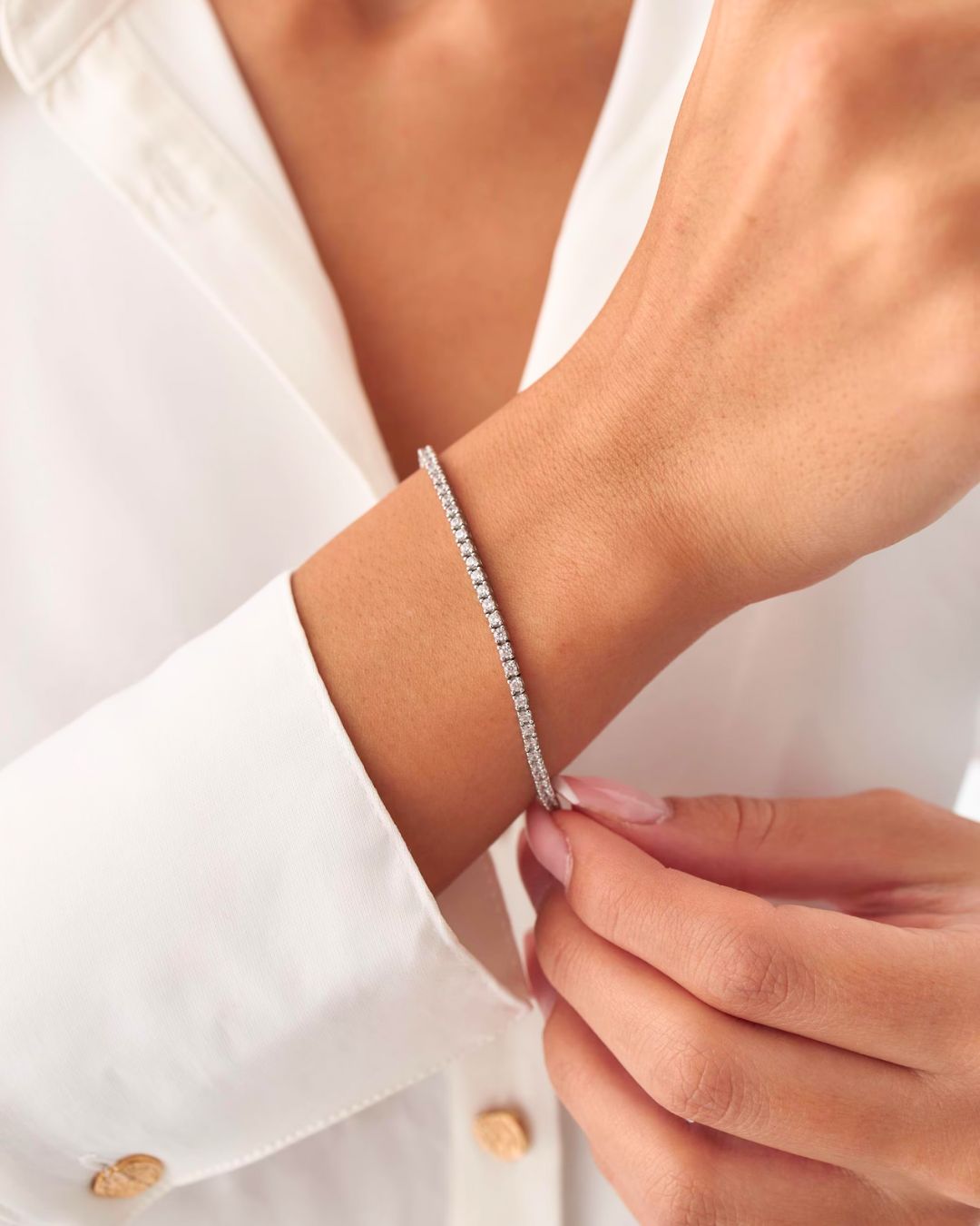 SILVER MOISSANITE TENNIS BRACELET 2MM