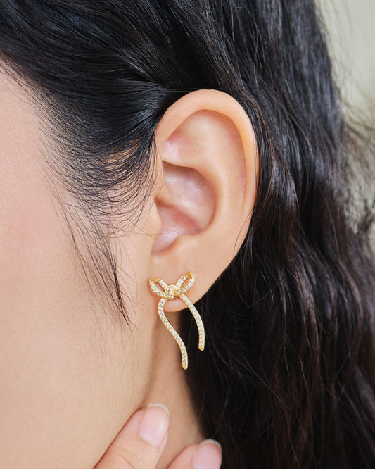 GOLDEN BOW DROP EARRINGS