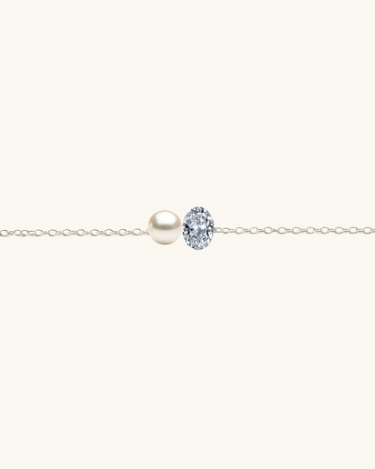 SILVER PEARL & DIAMOND NECKLACE