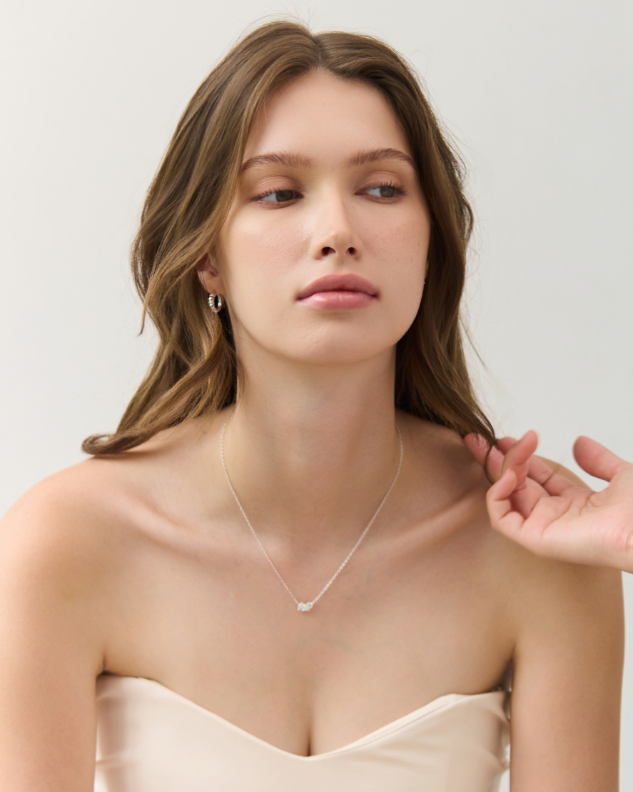SILVER HARMONY 2-STONE NECKLACE