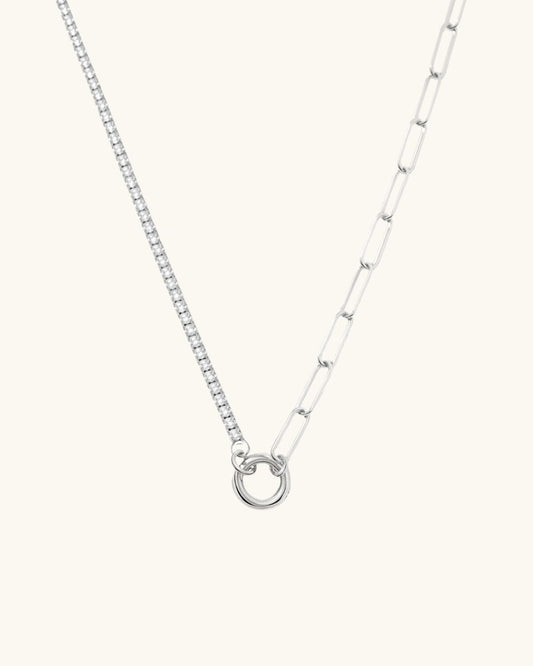 DÂY CHUYỀN PERLAMUSE BẠC STERLING ALICIA DÂY XÍCH KẾT HỢP NỬA ĐÁ CAO CẤP