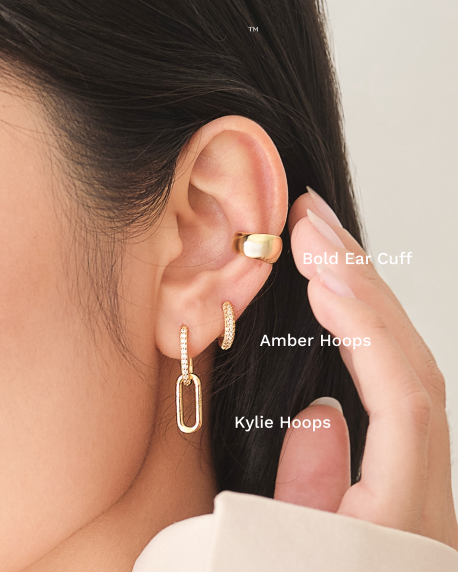 [ 1 CHIẾC ] KHUYÊN KẸP VÀNH TAI PERLAMUSE VÀNG VERMEIL 16K CAO CẤP