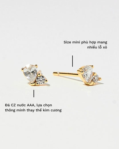 BỘ TRANG SỨC 2 VIÊN ĐÁ HARMONY VÀNG VERMEIL 16K CAO CẤP