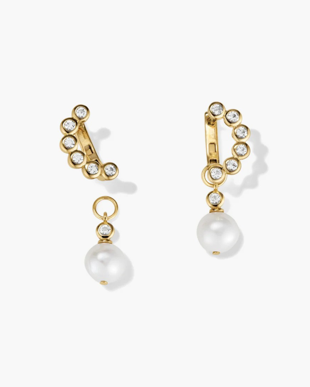 BEZEL PEARL DROP EARRINGS