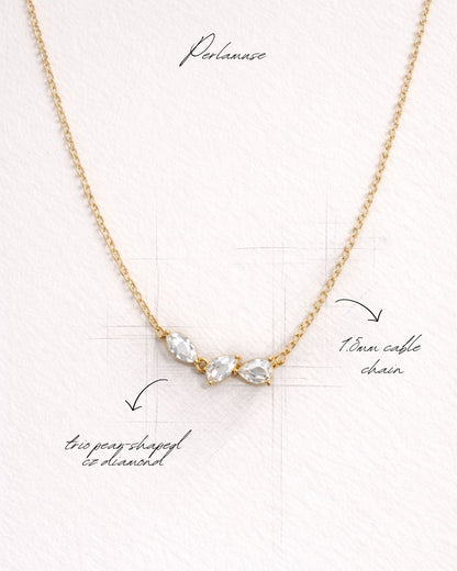 DÂY CHUYỀN PERLAMUSE BẠC STERLING TRIO 3 VIÊN ĐÁ CAO CẤP