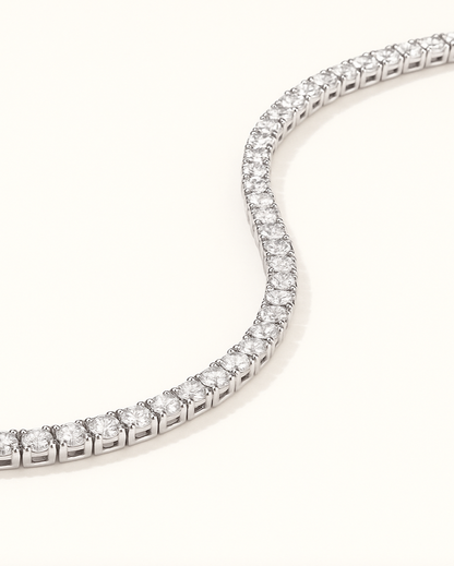 Diamond tennis bracelet on a white background