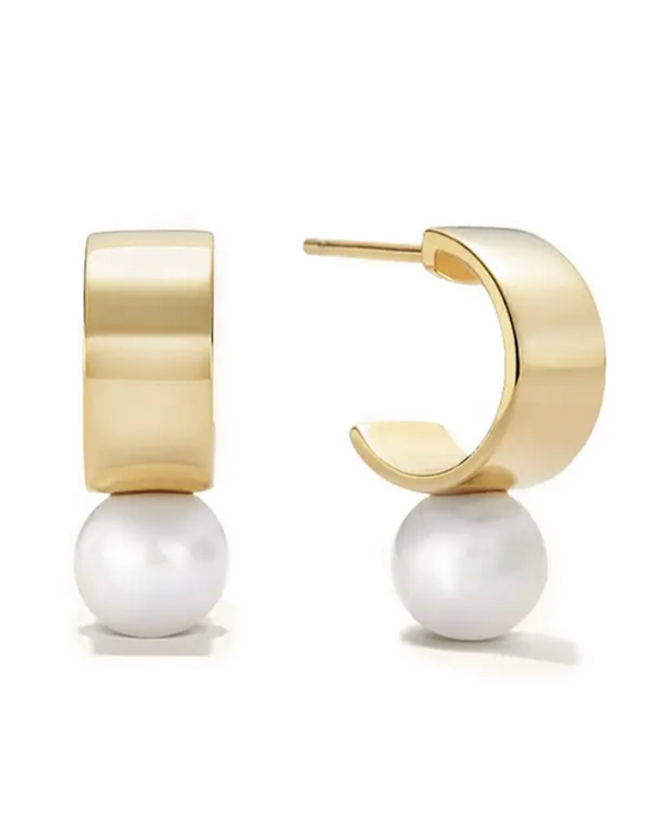 Annie Pearl Drop Earrings ( Gold )