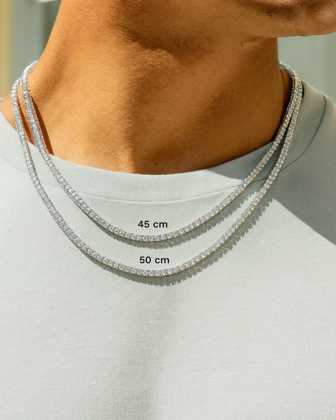 SILVER MOISSANITE TENNIS NECKLACE 3MM (45cm)