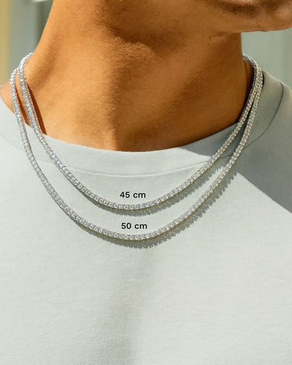 SILVER MOISSANITE TENNIS NECKLACE 3MM (45cm)