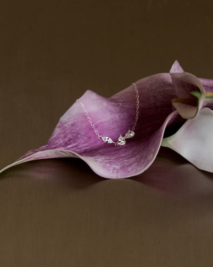 DÂY CHUYỀN PERLAMUSE BẠC STERLING TRIO 3 VIÊN ĐÁ CAO CẤP