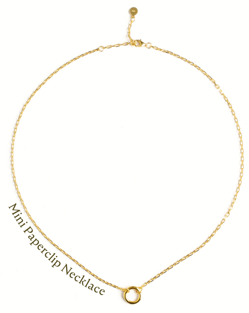 Mini Paperclip Necklacee With Lock (GOLD)