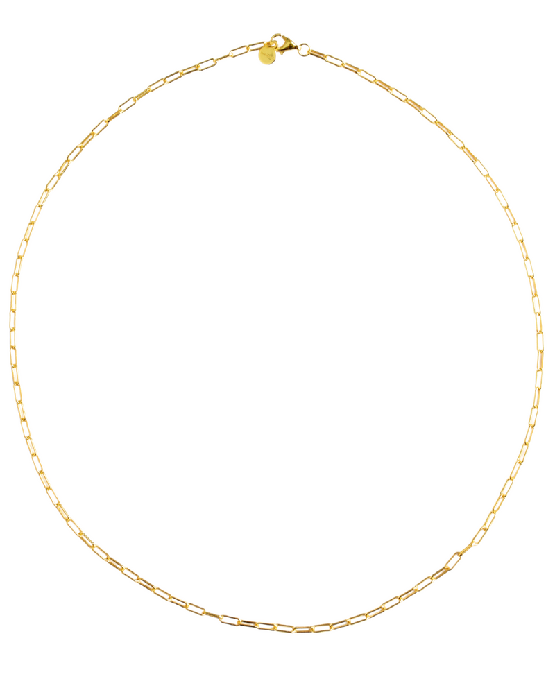 New Mini Paperclip Chain Necklace (Gold)