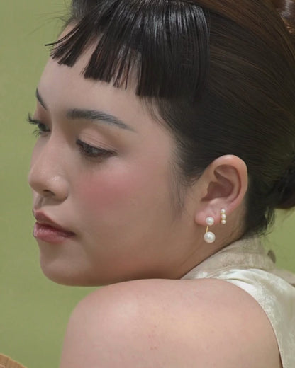 KHUYÊN TAI PERLAMUSE VÀNG VERMEIL 16K NGỌC TRAI IVY PEARL