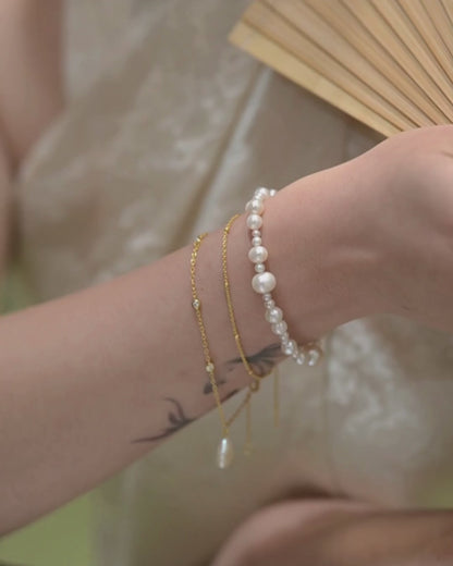 VÒNG TAY PERLAMUSE NGỌC TRAI SỢI MẢNH GIỌT NƯỚC